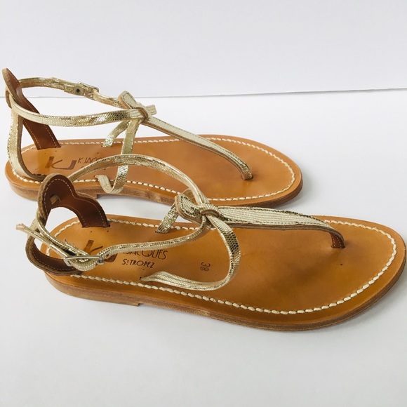 k jacques gold sandals
